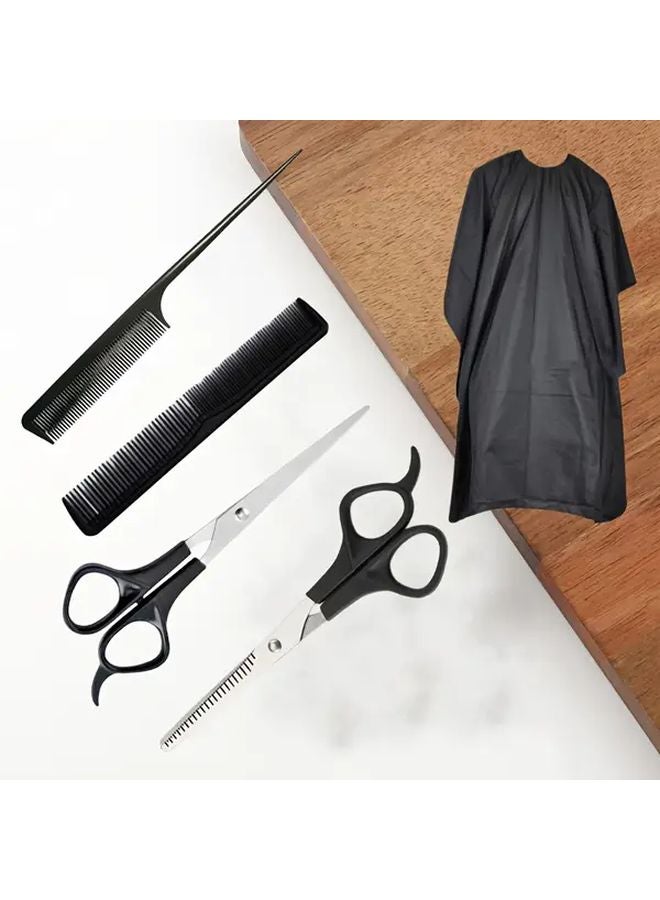 5pcs Black Professional Hair Cutting Kit With Sharp Scissors Thinning Shears Comb - Image 3